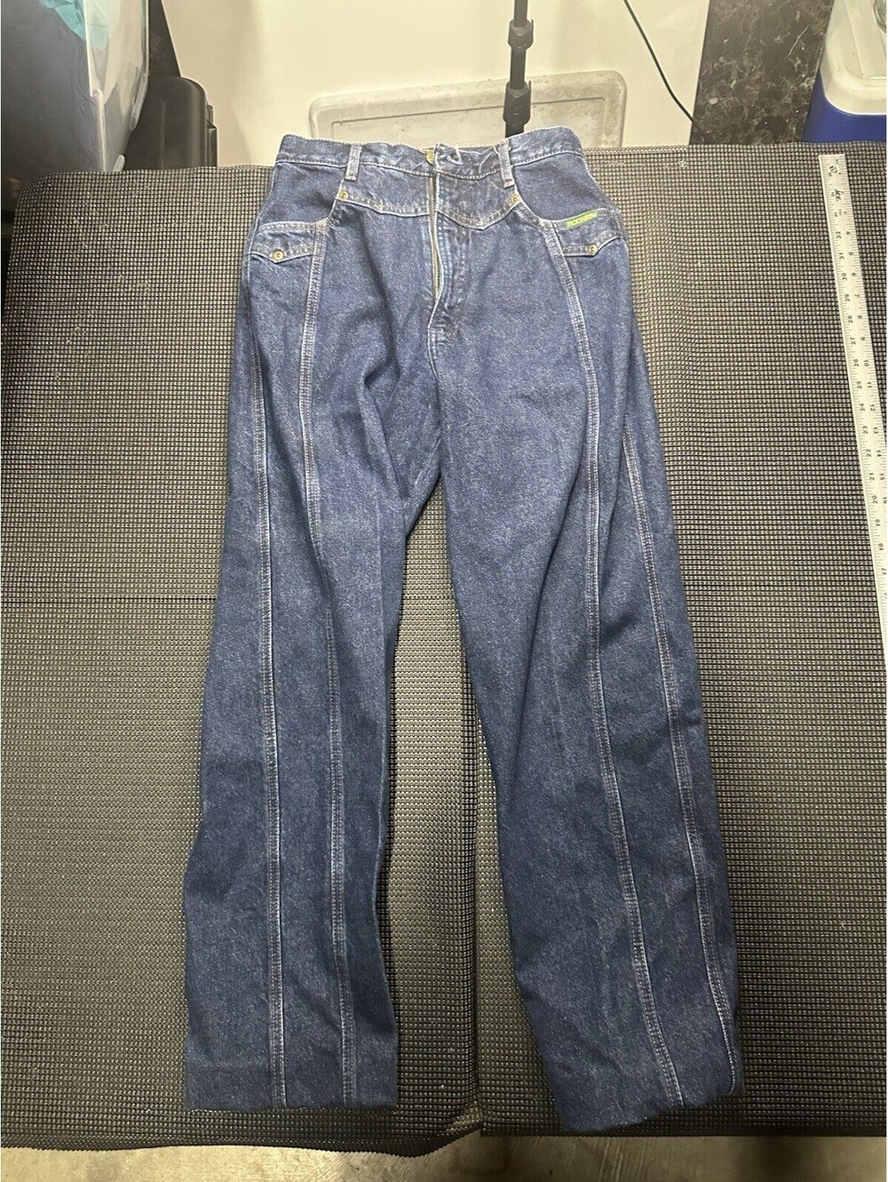 VTG Rockies Jeans USA Dark Wash Western High Rise No Back Pocket Denim - Picture 3 of 14
